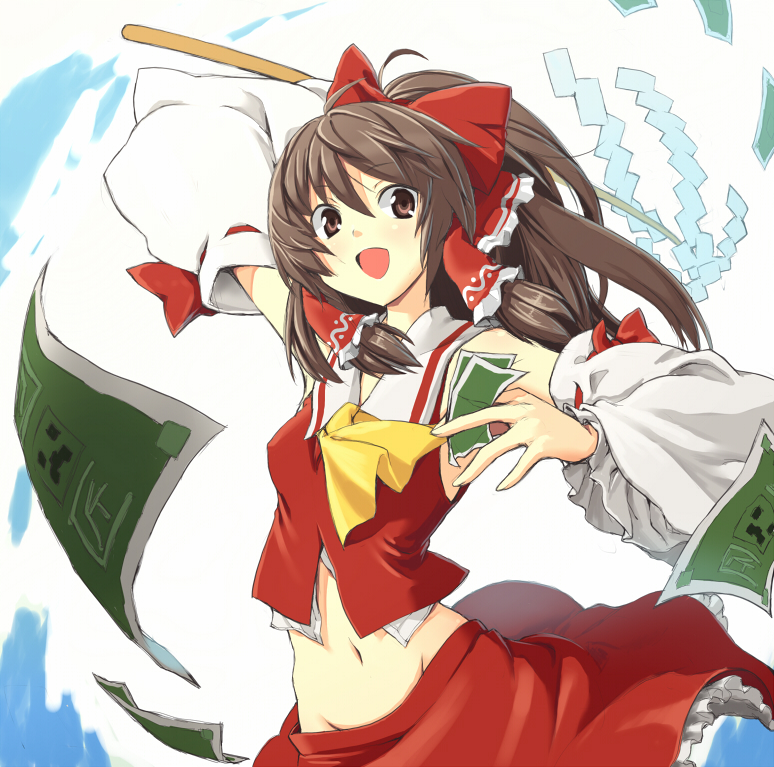 hakurei reimu and creeper (touhou and 1 more) drawn by fuji-k and hage