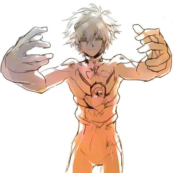 nagisa kaworu (neon genesis evangelion and 2 more) drawn by 0hu0hu