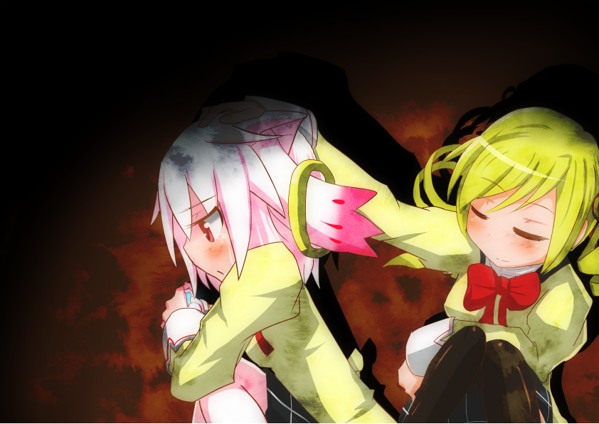 tomoe mami and kyubey (mahou shoujo madoka magica) drawn by qwgpj3311
