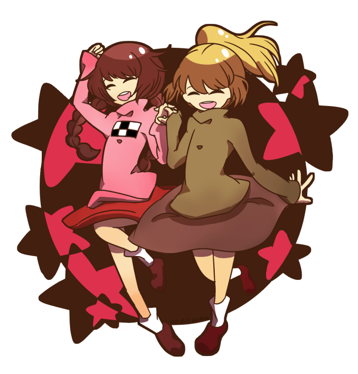 madotsuki and poniko (yume nikki) drawn by regurusu_(nagarevosi)