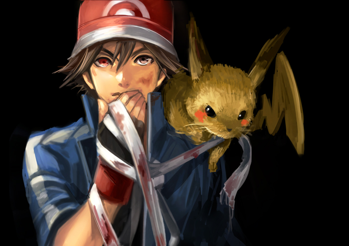 pikachu and ash ketchum (pokemon) drawn by unico_(artist)