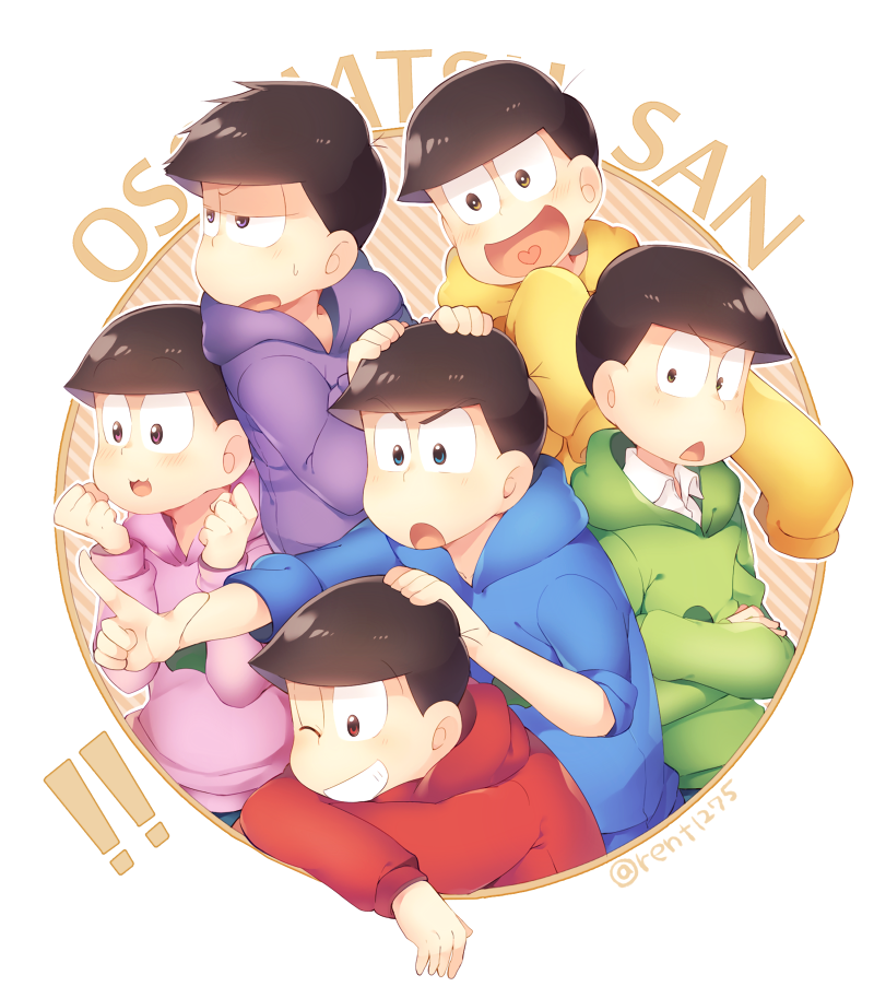 matsuno osomatsu, matsuno karamatsu, matsuno ichimatsu, matsuno jyushimatsu, matsuno choromatsu, and 1 more (osomatsu and 1 more) drawn by rento_(rukeai)