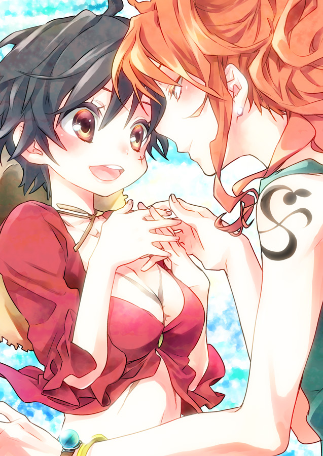nami, monkey d. luffy, and luffyko (one piece) drawn by namizou and yurihara_aki