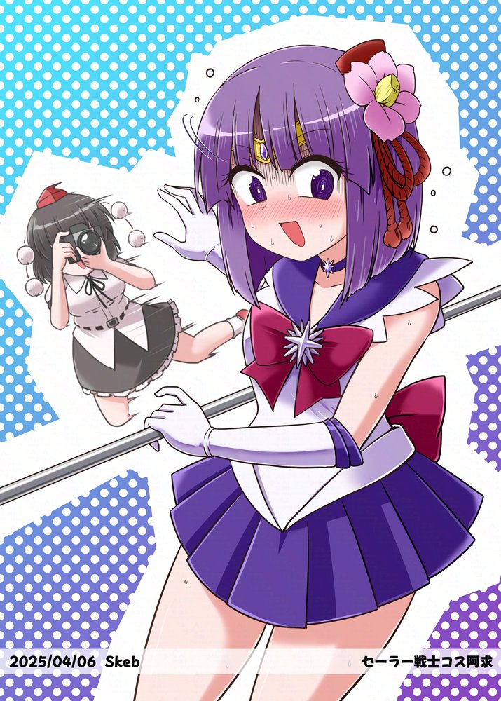 shameimaru aya, hieda no akyuu, and sailor saturn (touhou and 1 more) drawn by kousei_(public_planet)