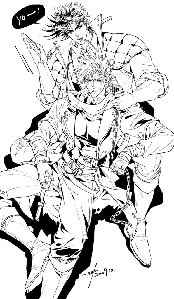 joseph joestar and caesar anthonio zeppeli (jojo no kimyou na bouken and 2 more) drawn by sashiyu