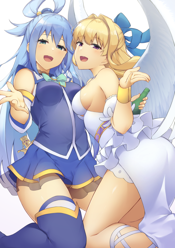 aqua and ristarte (kono subarashii sekai ni shukufuku wo! and 1 more) drawn by pinta_(ayashii_bochi)
