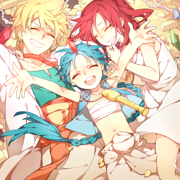 morgiana, aladdin, and alibaba saluja (magi the labyrinth of magic) drawn by kottie