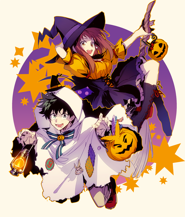 midoriya izuku, uraraka ochaco, and all might (boku no hero academia) drawn by hegi