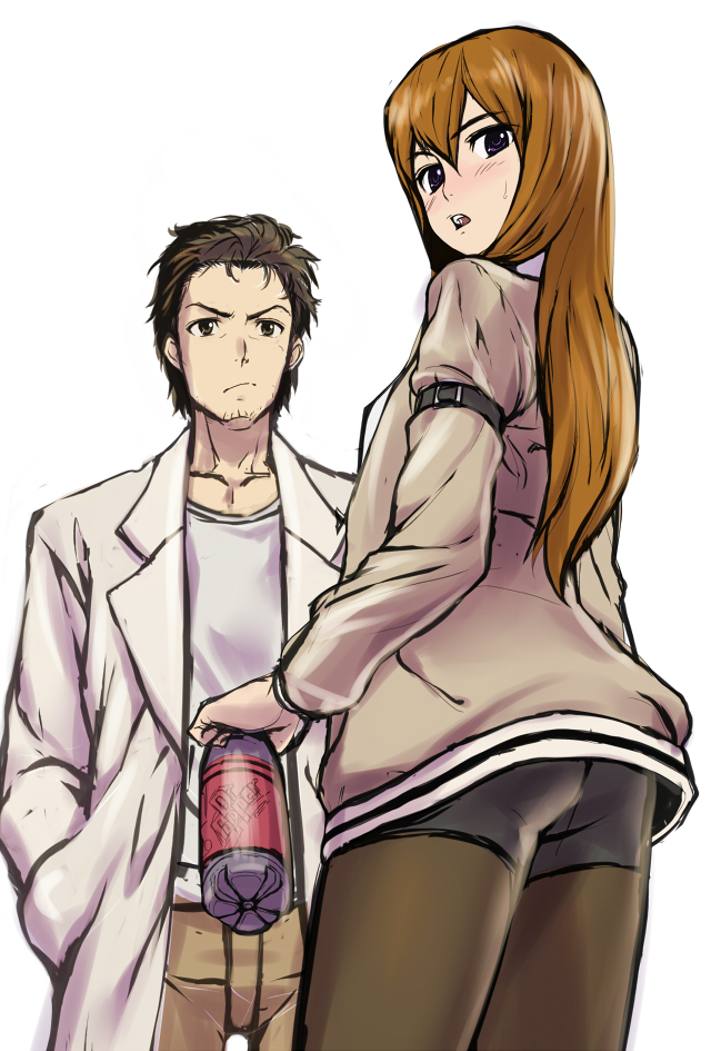 makise kurisu and okabe rintarou (steins;gate) drawn by g-tetsu