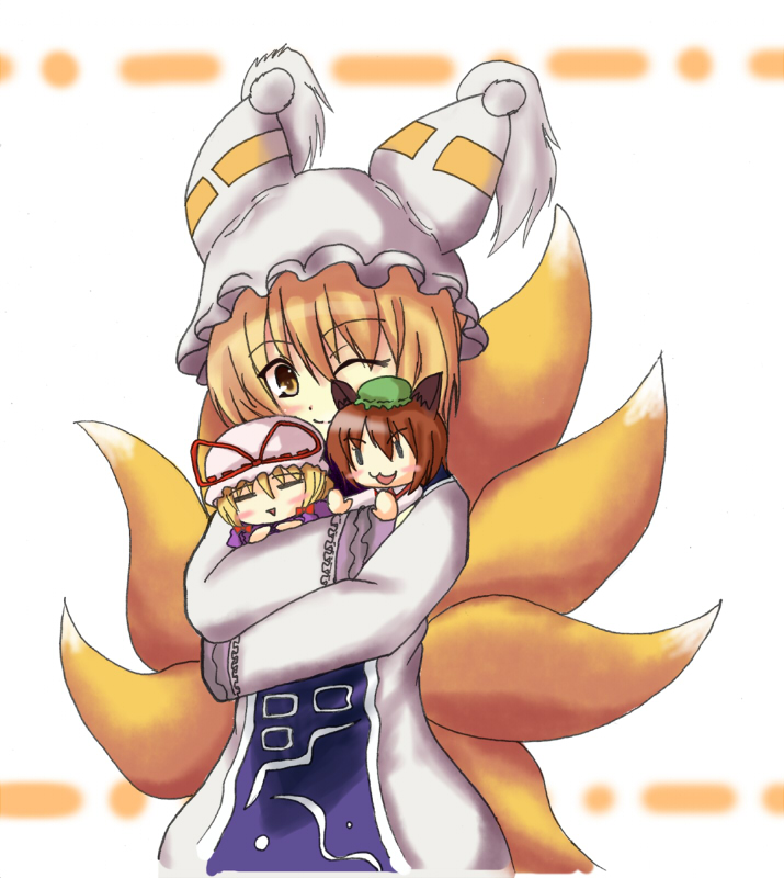 yakumo yukari, yakumo ran, and chen (touhou) drawn by matsudaira_hayato
