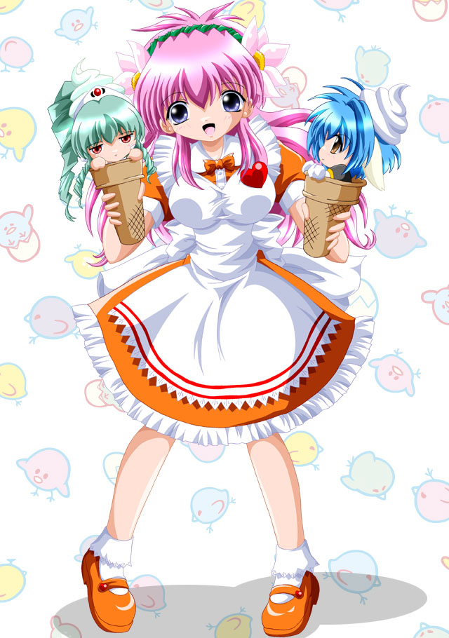milfeulle sakuraba, mint blancmanche, and vanilla h (galaxy angel) drawn by imai_kazunari