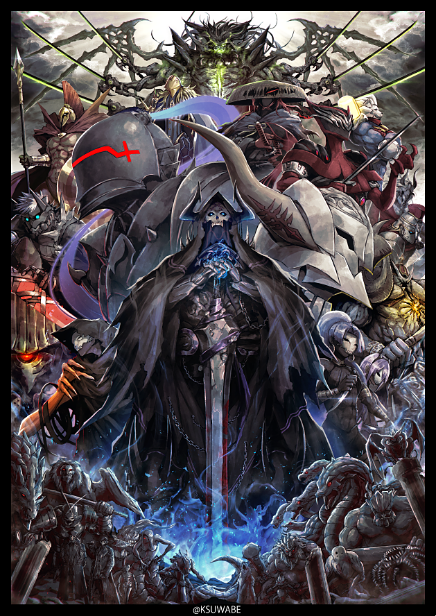 mordred, hassan of serenity, berserker, king hassan, assassin, and 13 more (fate and 1 more) drawn by k-suwabe