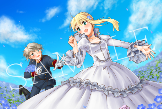slaine troyard and asseylum vers allusia (aldnoah.zero) drawn by ichigokono