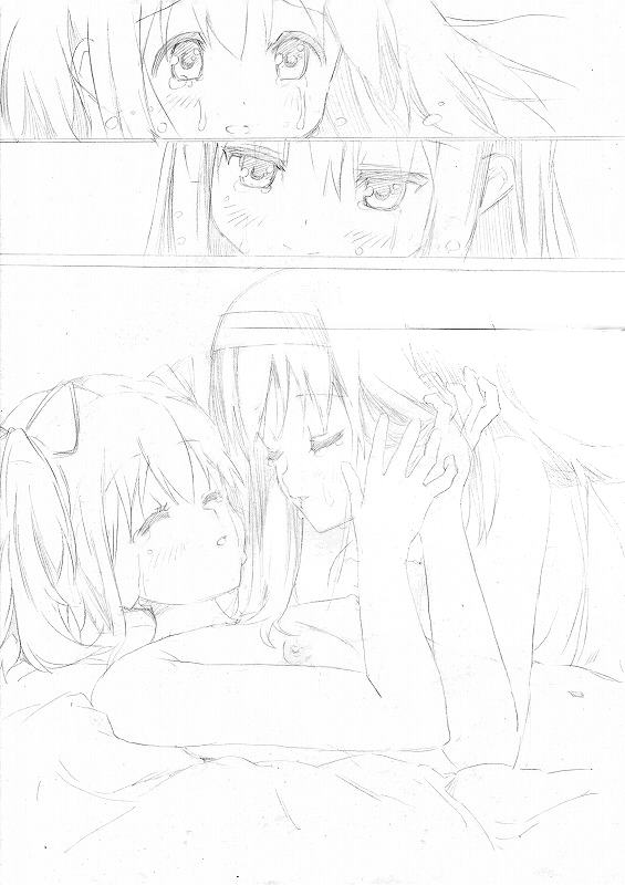 akemi homura and kaname madoka (mahou shoujo madoka magica) drawn by su_meen