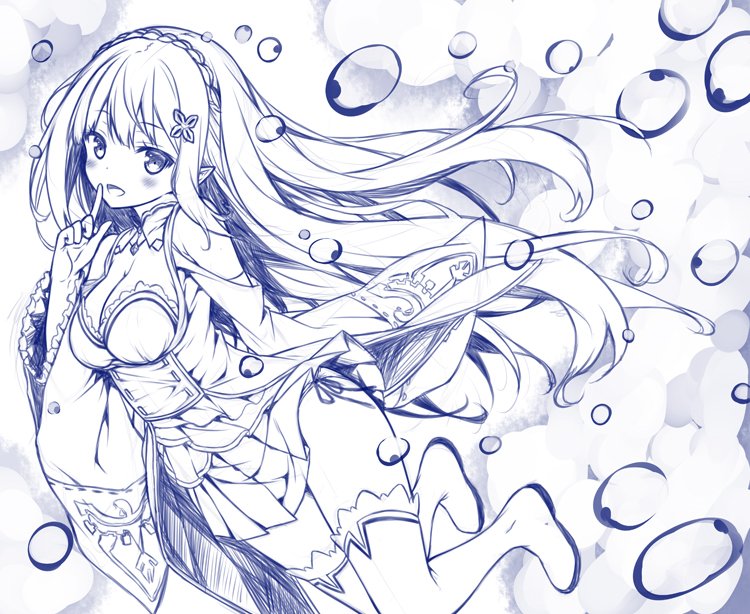emilia (re:zero kara hajimeru isekai seikatsu) drawn by ryo_(botugo)