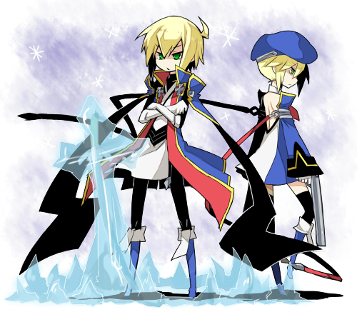 noel vermillion and jin kisaragi (blazblue) drawn by rate_(aok1)