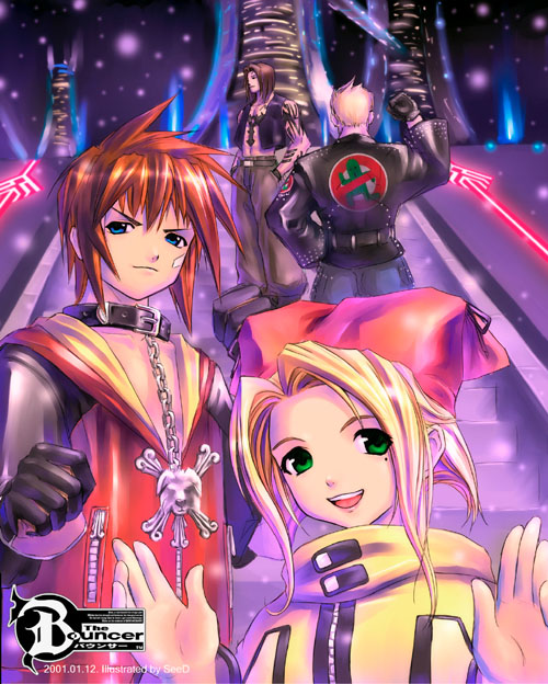 sabotender, sion barzahd, dominique cross, volt kreuger, and kou leifoh (the bouncer) drawn by seedark