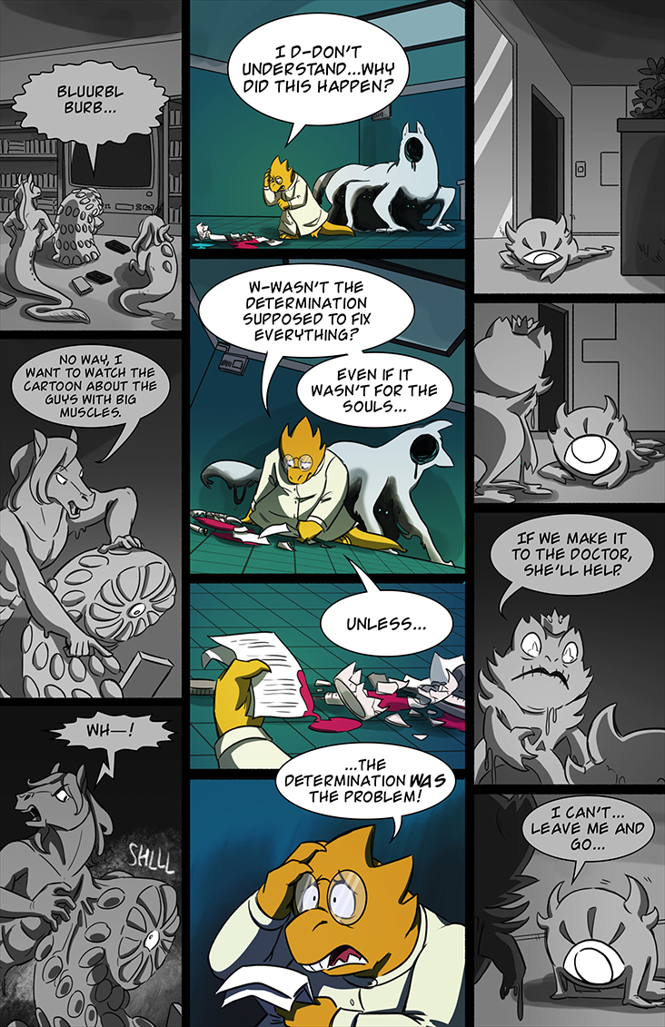alphys, endogeny, aaron, astigmatism, final froggit, and 1 more (undertale) drawn by lynxgriffin