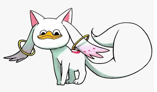 kyubey and donald duck (mahou shoujo madoka magica and 1 more)