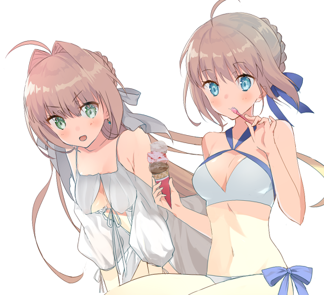 artoria pendragon and nero claudius (fate and 1 more) drawn by eka_eri