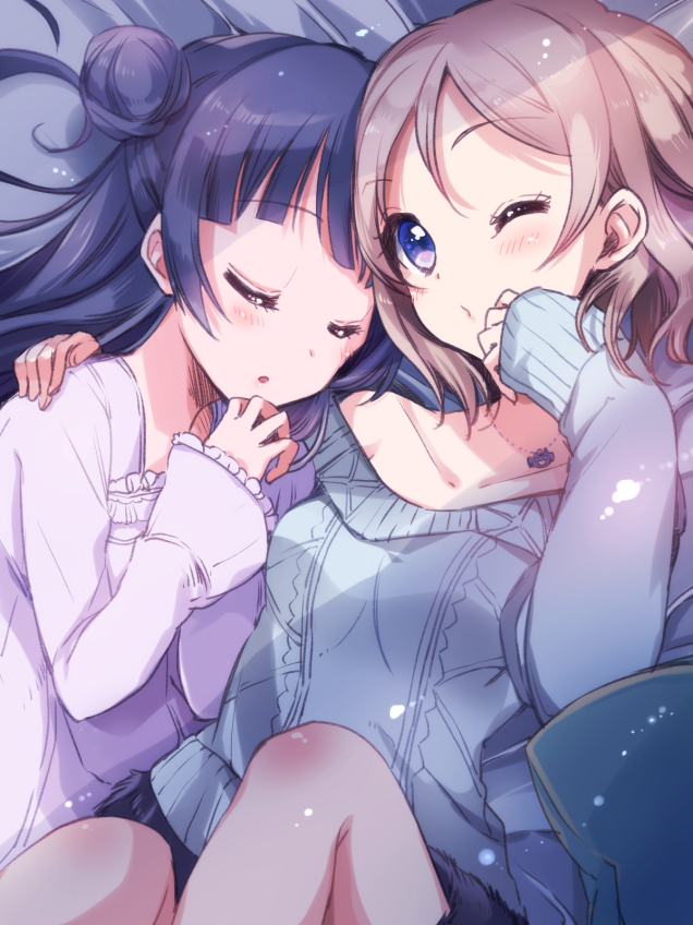 watanabe you and tsushima yoshiko (love live! and 1 more) drawn by yamada_ako