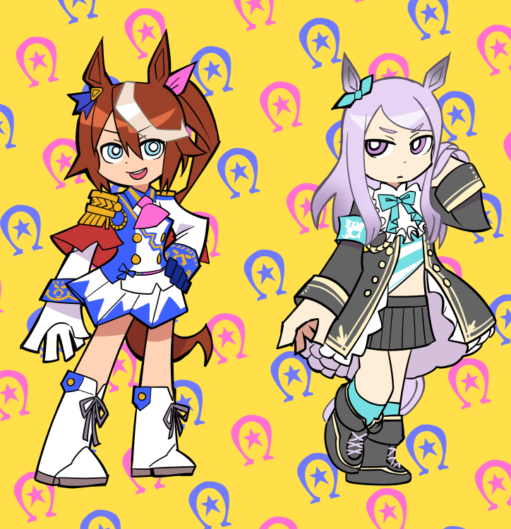 mejiro mcqueen and tokai teio (umamusume and 1 more) drawn by hotsaurus