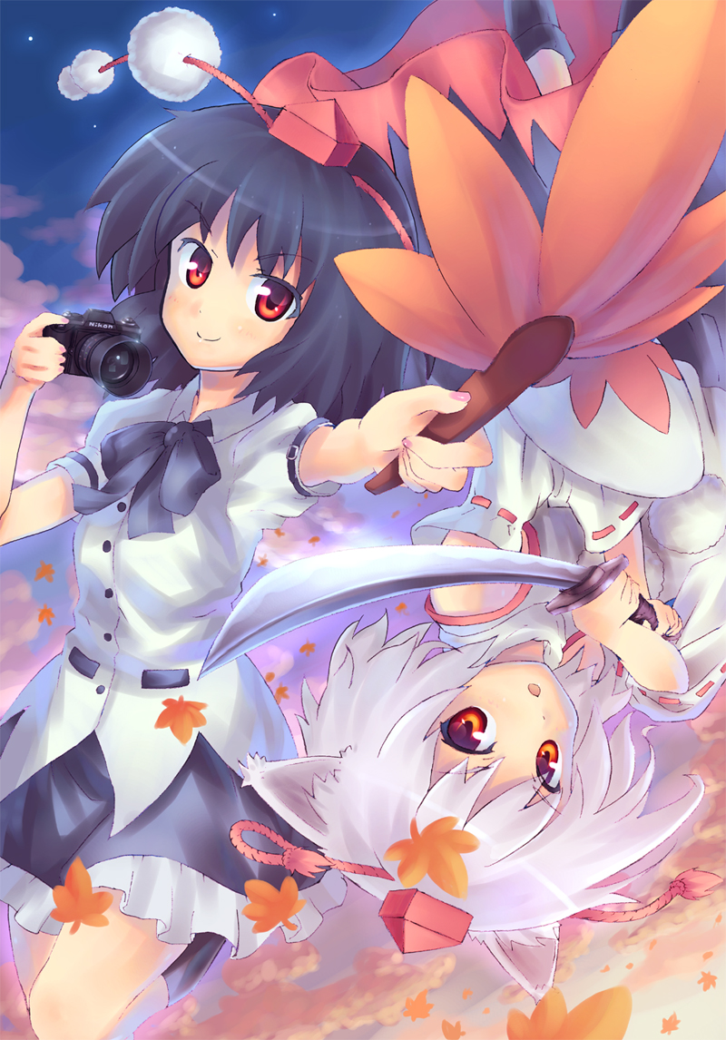 shameimaru aya and inubashiri momiji (touhou) drawn by orita_enpitsu