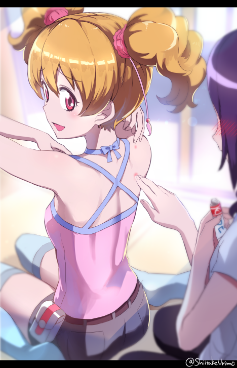higashi setsuna and momozono love (precure and 1 more) drawn by shiitake_urimo