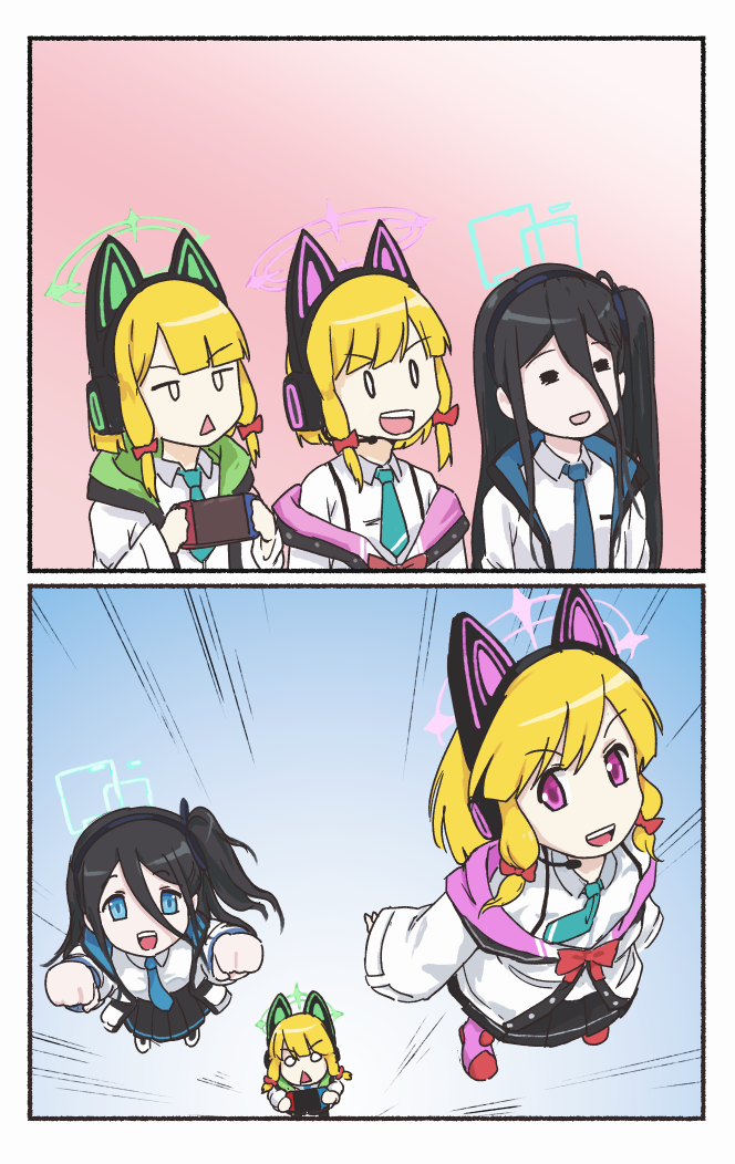 aris, momoi, and midori (blue archive and 1 more) drawn by tyrone