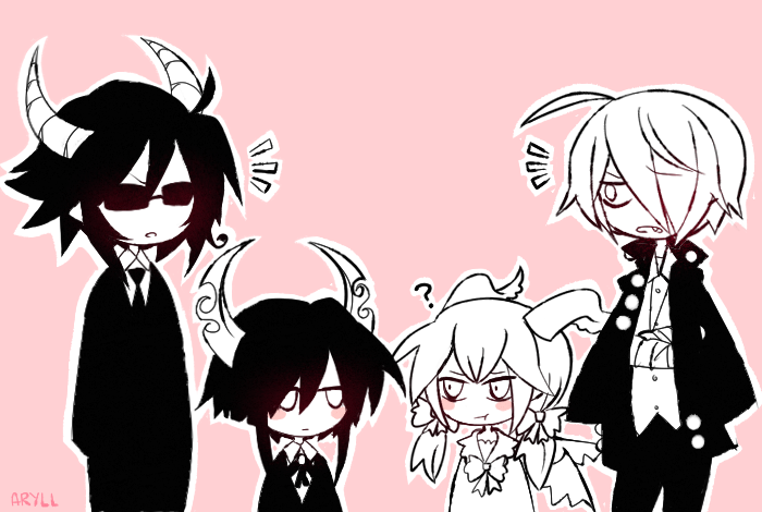 licorice, glasses, poemi, and adauchi (funamusea and 1 more) drawn by aryll_(marbles)