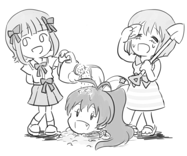 amami haruka, ganaha hibiki, hagiwara yukiho, and nonowa (idolmaster) drawn by cal_(onecmcubed)