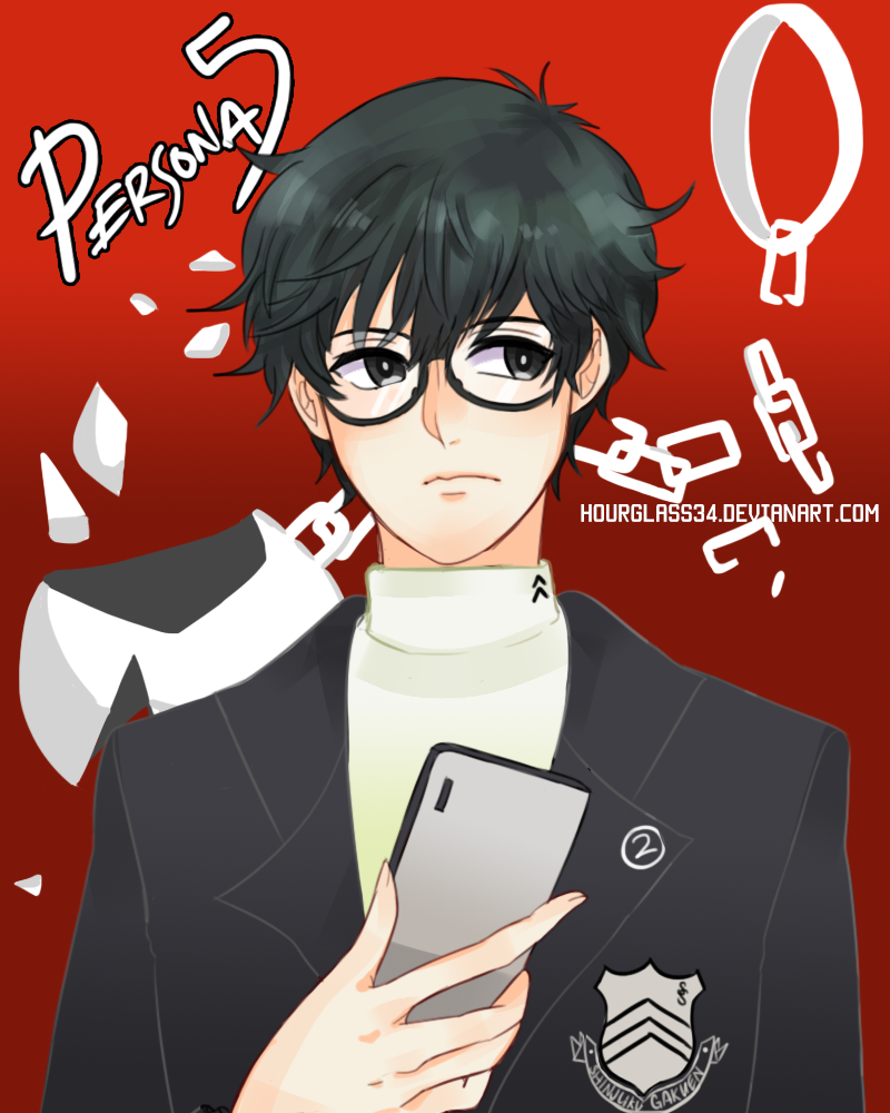 amamiya ren (persona and 1 more) drawn by hourglass34