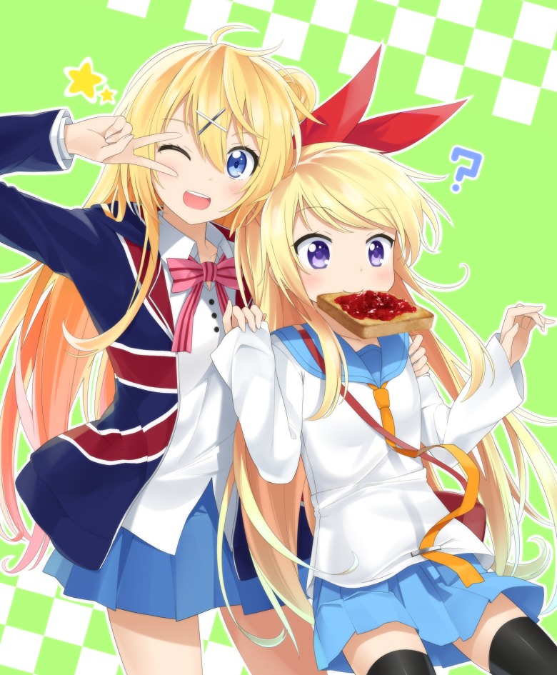 kujou karen, kirisaki chitoge, and touyama nao (kin-iro mosaic and 1 more) drawn by goribote