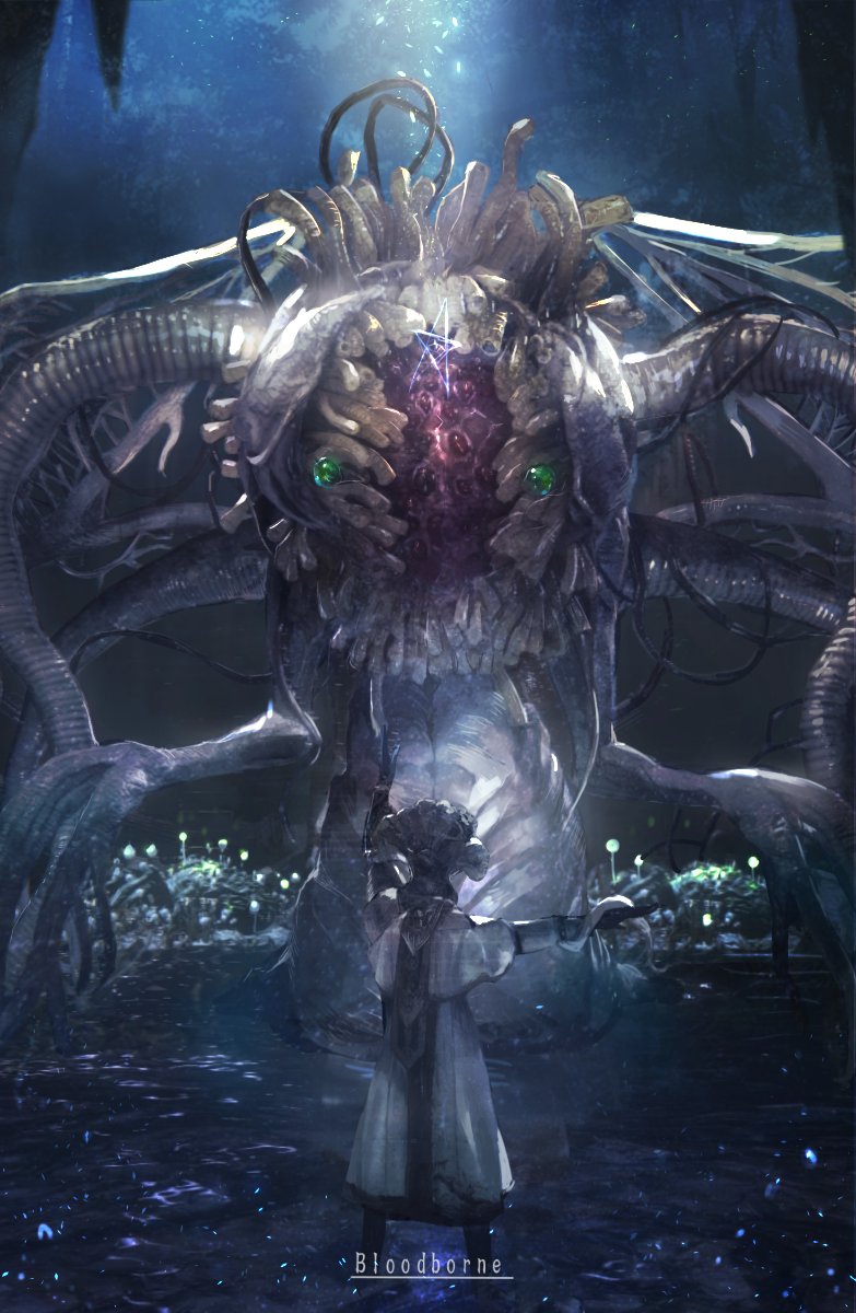 hunter and ebrietas daughter of the cosmos (bloodborne) drawn by mono_(jdaj)