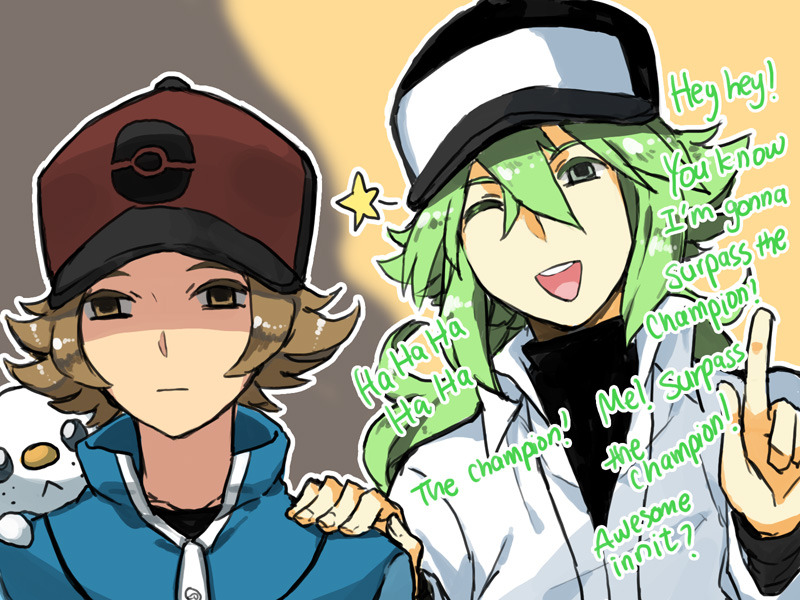 hilbert, n, and oshawott (pokemon and 1 more) drawn by cezaria