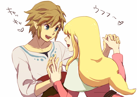 link and princess zelda (the legend of zelda and 1 more) drawn by o-yuki