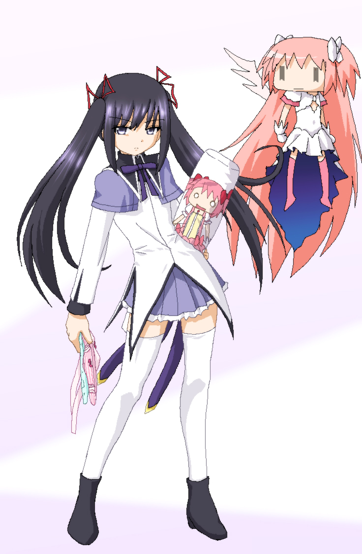 akemi homura, kaname madoka, and ultimate madoka (mahou shoujo madoka magica) drawn by hayashiya_zankurou