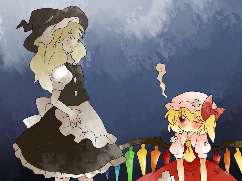 kirisame marisa and flandre scarlet (touhou) drawn by hammer_(sunset_beach)
