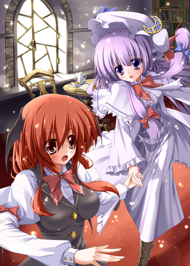 patchouli knowledge and koakuma (touhou) drawn by midoriiro_no_shinzou