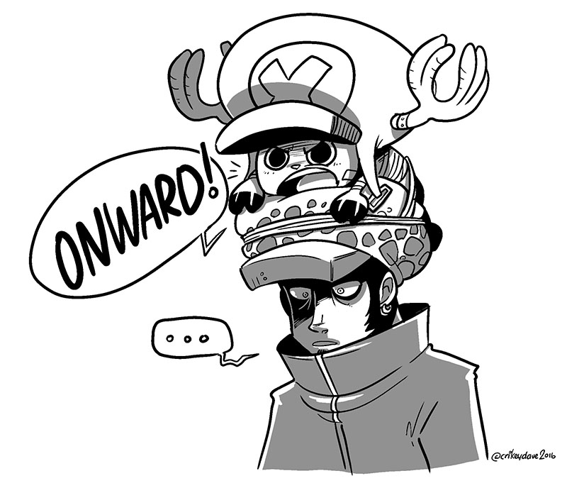 trafalgar law and tony tony chopper (one piece) drawn by supacrikeydave
