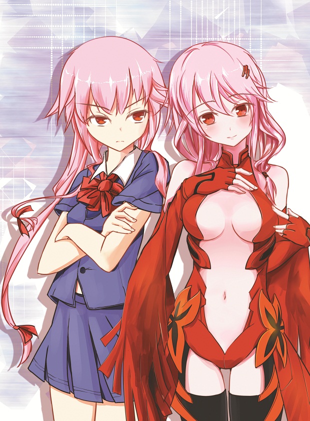 yuzuriha inori and gasai yuno (guilty crown and 1 more) drawn by fuyuko