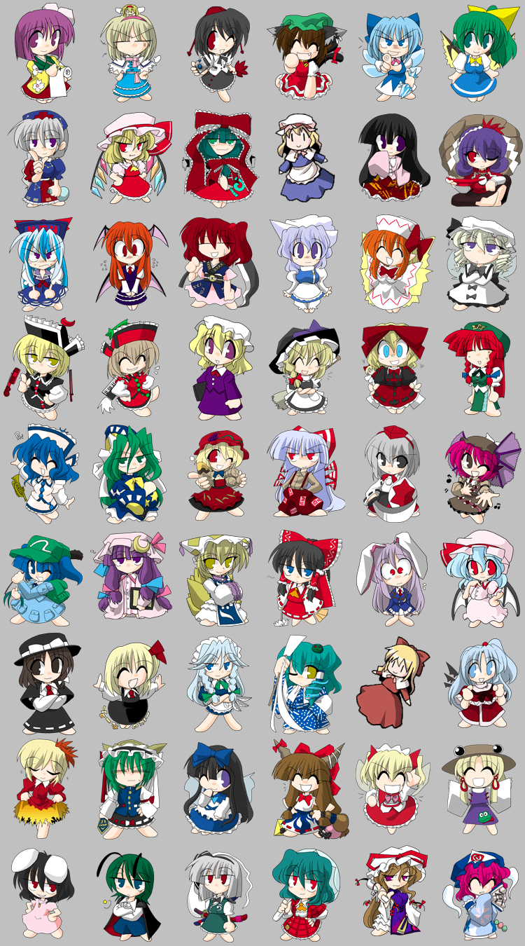 hakurei reimu, kirisame marisa, remilia scarlet, flandre scarlet, izayoi sakuya, and 48 more (touhou) drawn by kieyza