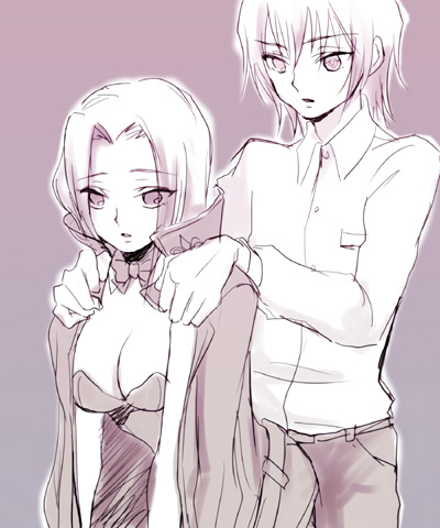 lelouch vi britannia and kouzuki kallen (code geass) drawn by plum_(arch)