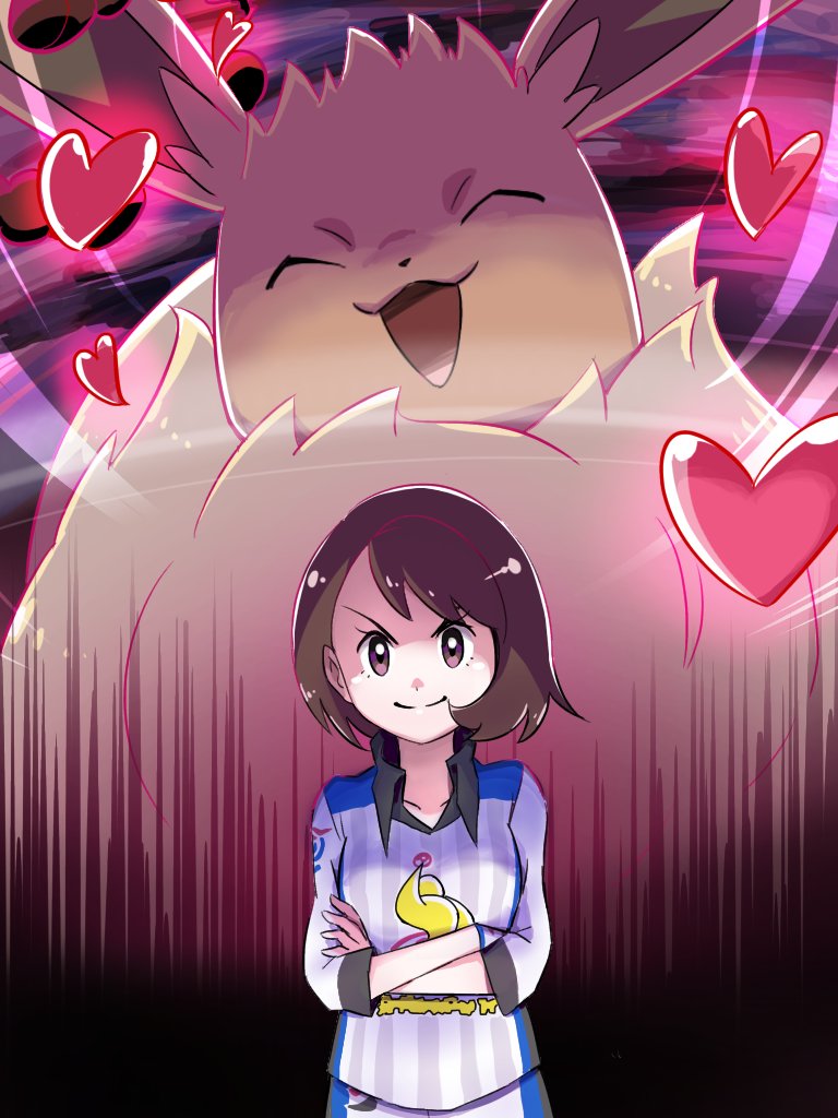 gloria, eevee, and gigantamax eevee (pokemon and 1 more) drawn by ayo_(ayosanri009)