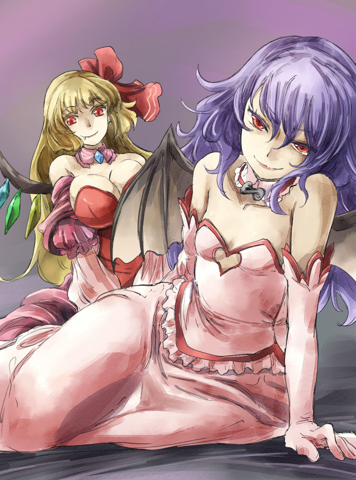 remilia scarlet and flandre scarlet (touhou) drawn by yohane