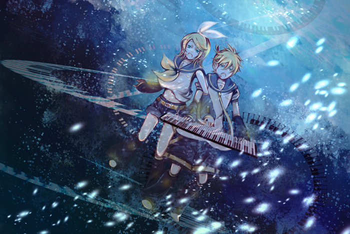 kagamine rin and kagamine len (vocaloid) drawn by soriku