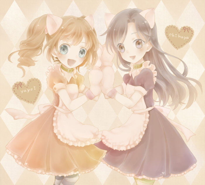kisaragi chihaya and takatsuki yayoi (idolmaster) drawn by rosetiara