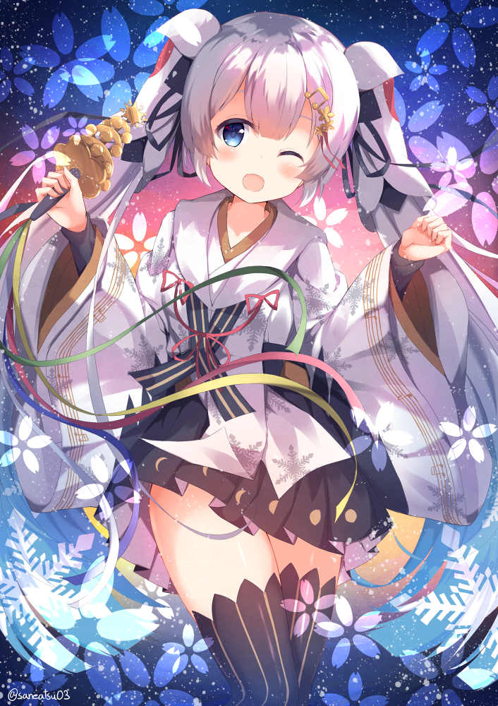 hatsune miku and yuki miku (vocaloid) drawn by niwasane_(saneatsu03)