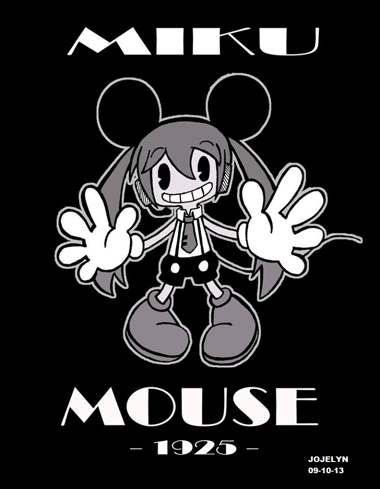 hatsune miku and mickey mouse (vocaloid and 1 more) drawn by jojelynaryap