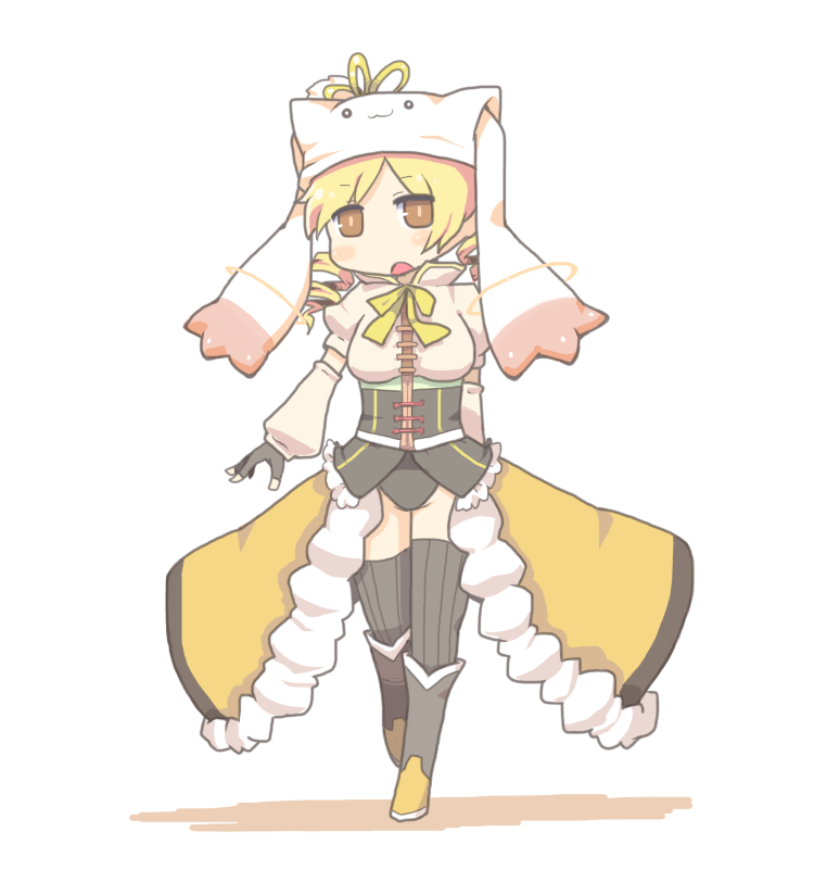 tomoe mami, kyubey, and princess of the crystal (mahou shoujo madoka magica and 1 more) drawn by inishie